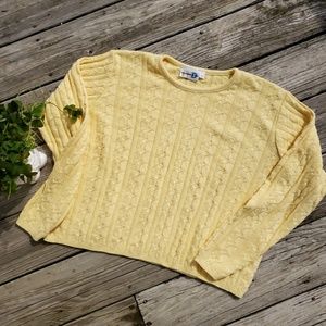 Paul Harris Design Cable Knit Yellow Sweater L